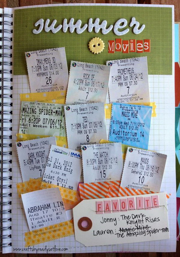 Save all your summer movie tickets, and stick them together in a piece of paper.