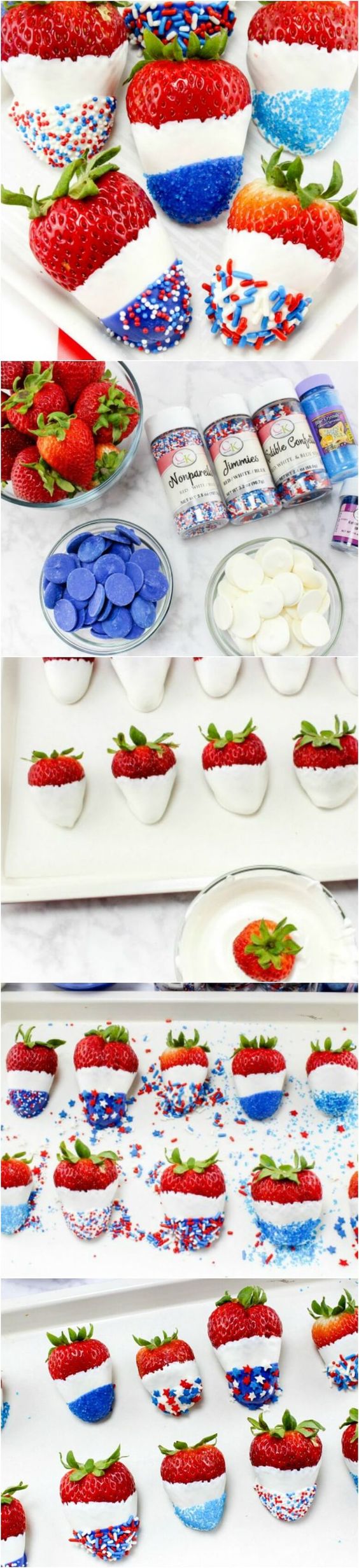 Red, White & Blue Chocolate Covered Strawberries.
