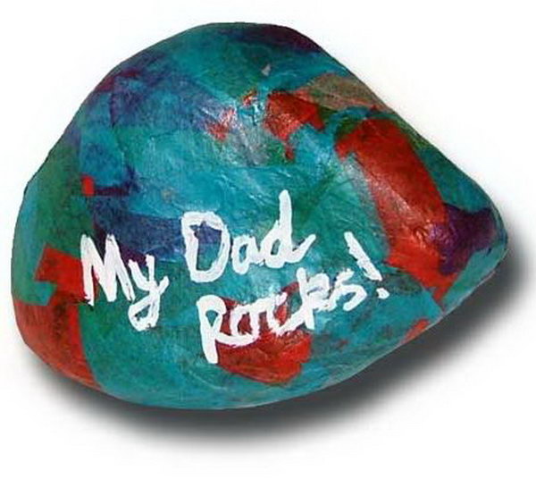 Handmade Dad Rocks Paperweight. This colorful handmade Dad rocks paperweight looks like so much fun to make. You can do it in any color and add different words to the rock. Get the tutorial here.