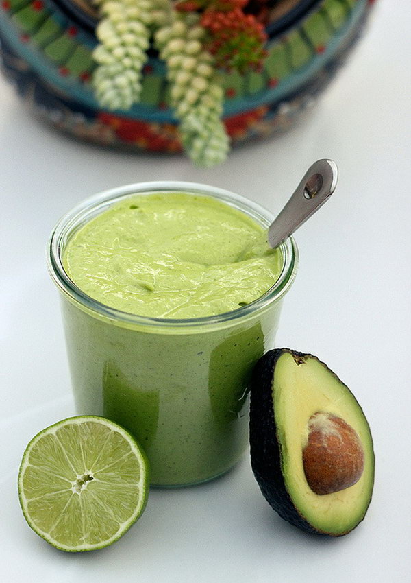 Creamy Avocado Salad Dressing. This is a great way to use up your avocados. This dressing is naturally gluten free and dairy free and perfect for vegans.