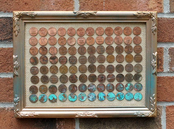 DIY Penny Ombre Art. A fun summer time science experiment that is perfect to do with kids! Get the tutorial