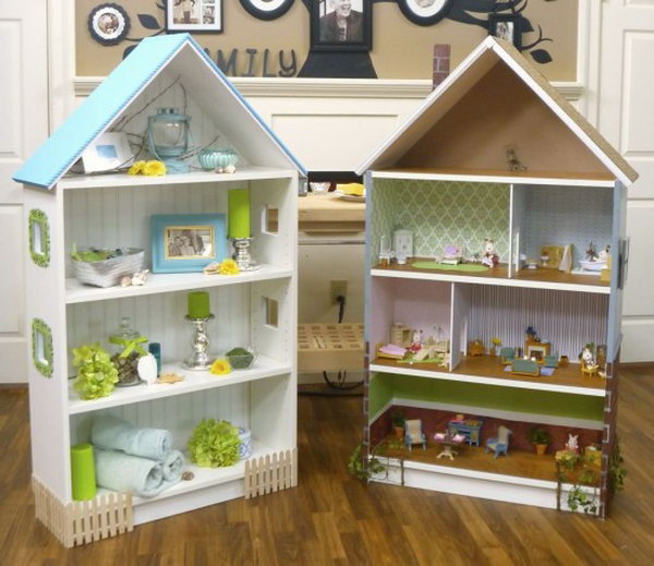 Casa de muñecas DIY con librería BILLY. Añadiendo un tejado, una chimenea, detalles de madera, pintura, vallas, paredes e incluso ventanas, la librería Billy se convierte en una elegante casa de muñecas para tu pequeña. Aprende a hacerla