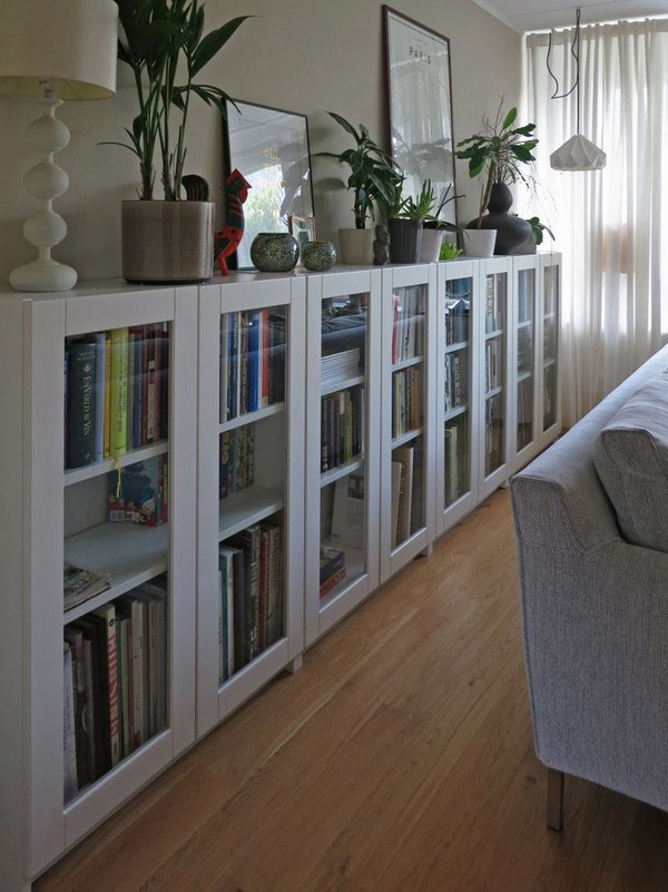 DIY BILLY Bookcases with GRYTNÄS Glass Doors.