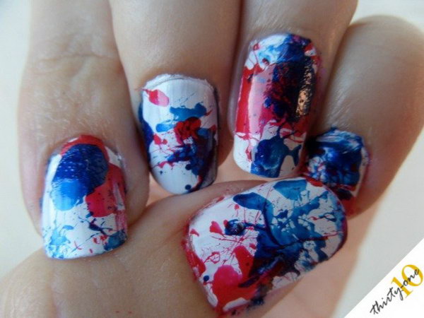 4th of July Firecracker Nails: Copy this this different and unique look and you'll be rocking these for the 4th of July for sure. See the tutorial here. 