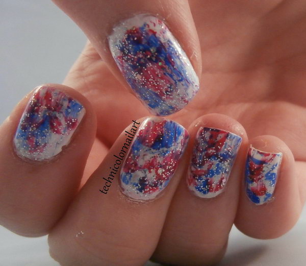 Patriotic Red, White and Blue Nail: See the tutorial here. 