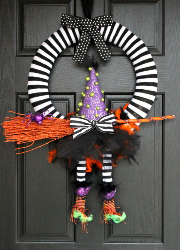 DIY Cute Sock Witch Wreath.