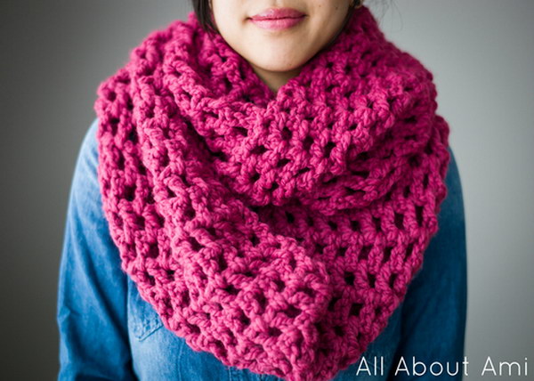 Long Double Crochet Cowl. 