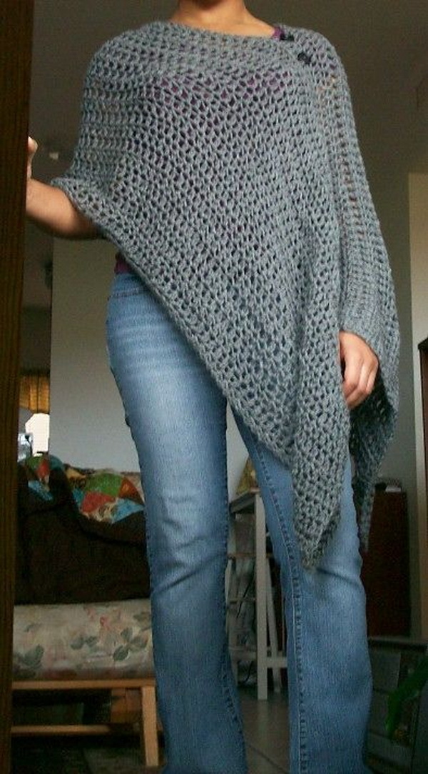Loose Crochet Poncho. 