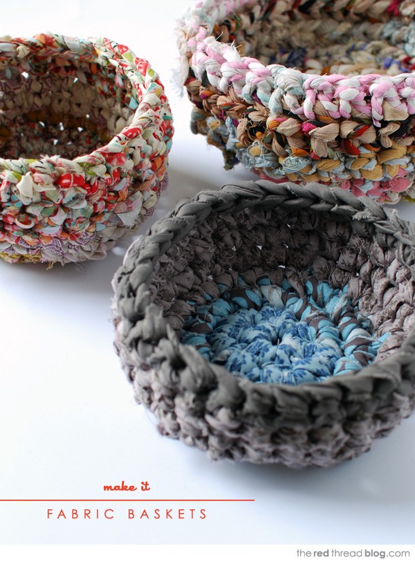 Cute Crochet Fabric Baskets. 