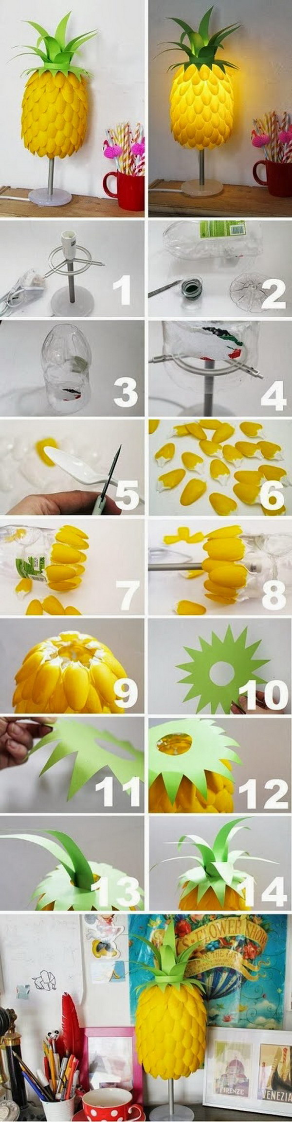 Plastic Spoon Pineapple Lampshade.