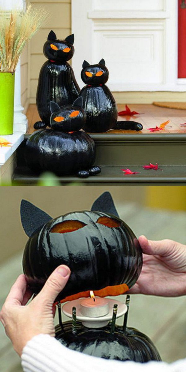 DIY Black Cat O'Lanterns. 