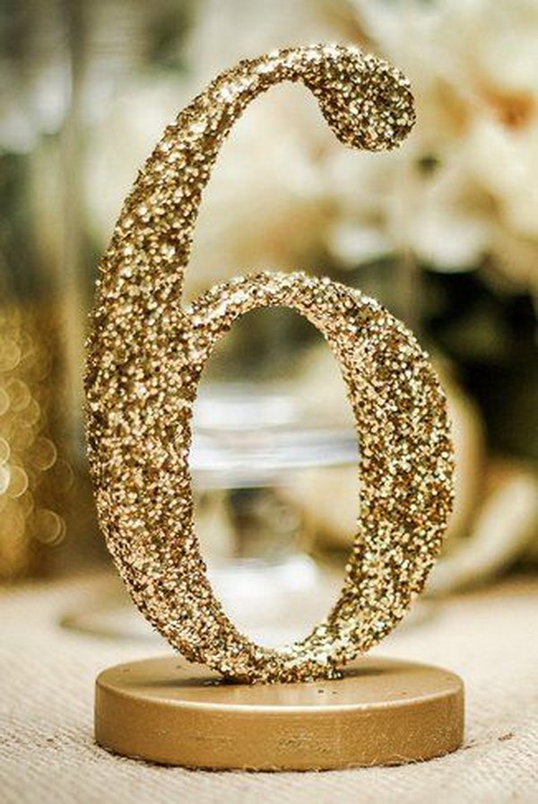DIY Glitter Table Numbers
