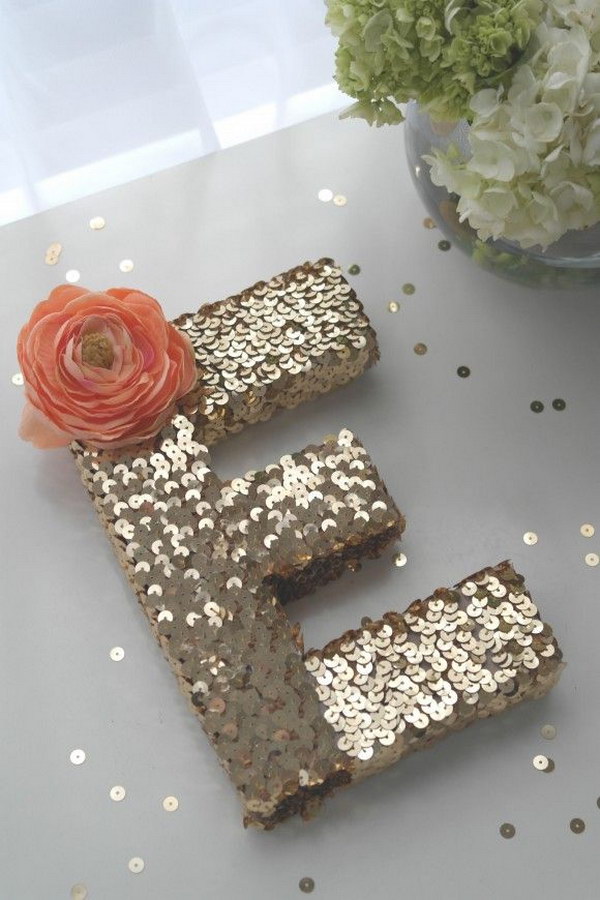 DIY Sequin Monogram Letter