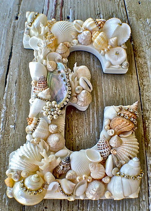 DIY Seashell Covered Letter