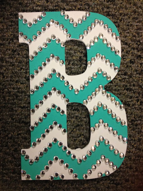DIY Rhinestoned Chevoron Letter