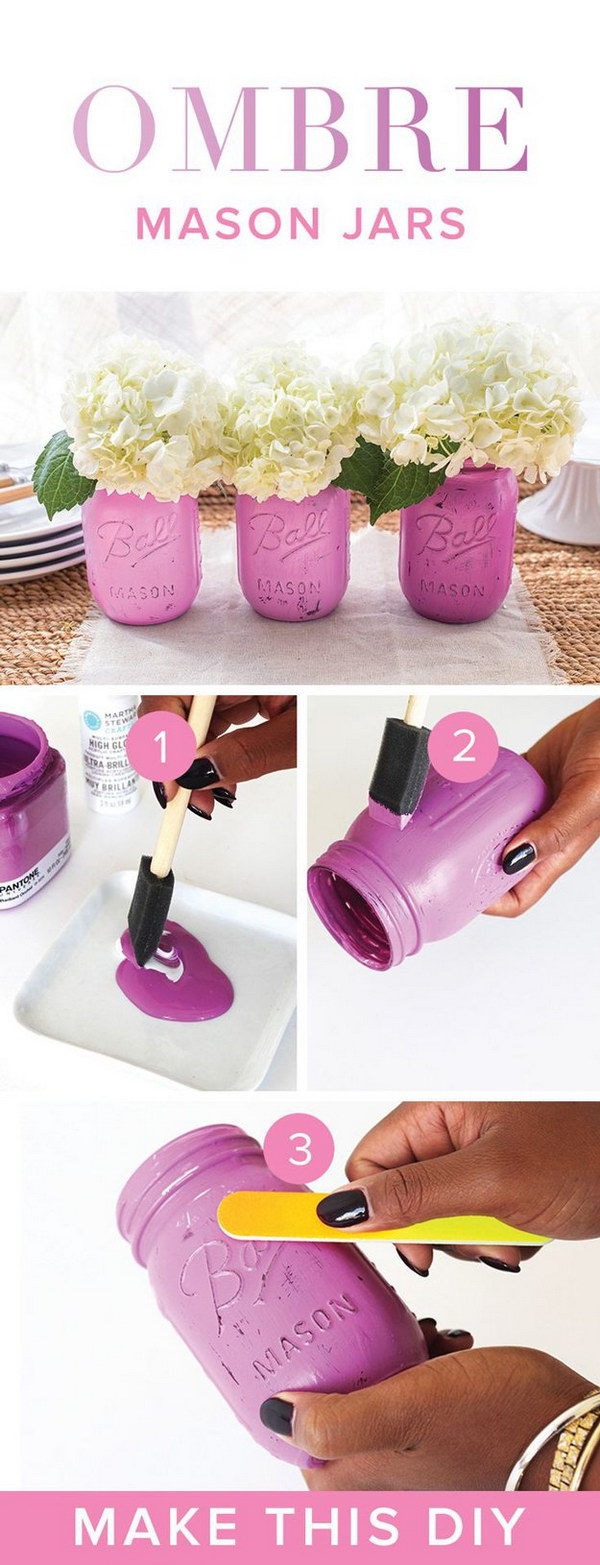 Ombre Distressed Mason Jars.