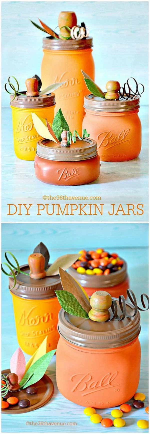 Easy DIY Pumpkin Mason Jars.