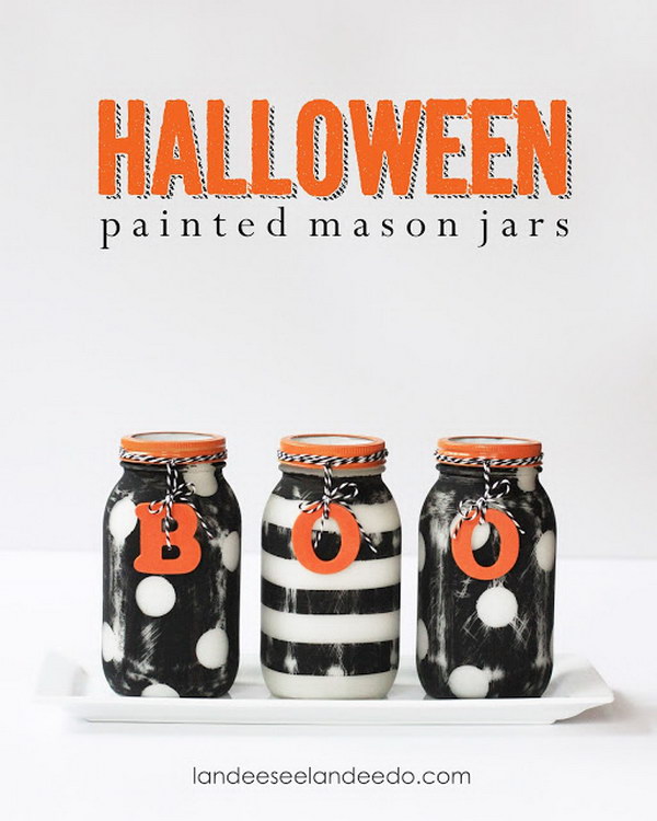 >Halloween Painted and Patterned Jars.