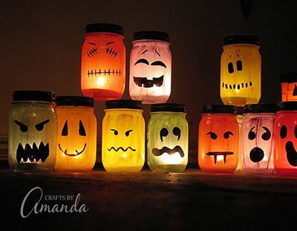 Halloween Painted Jar Luminaries.