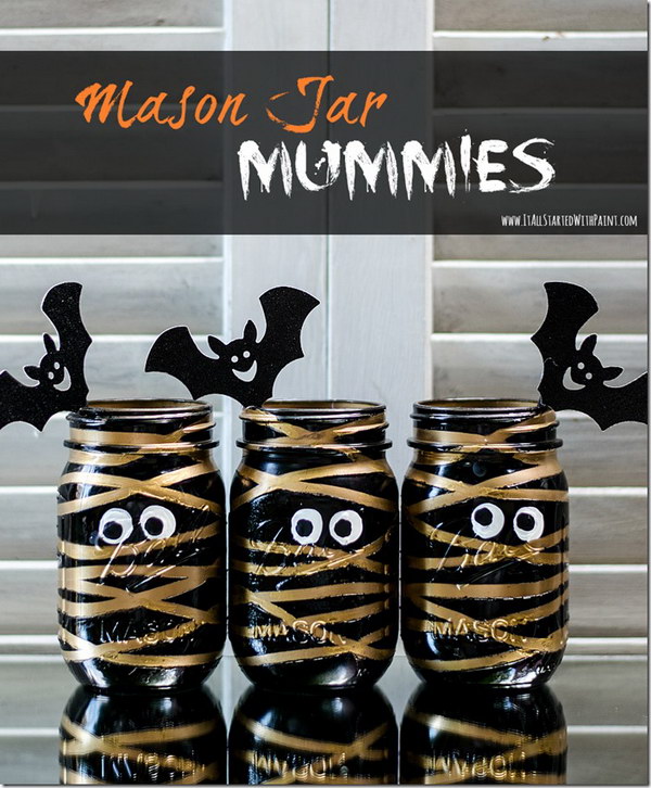 Painted Mummy Mason Jars.