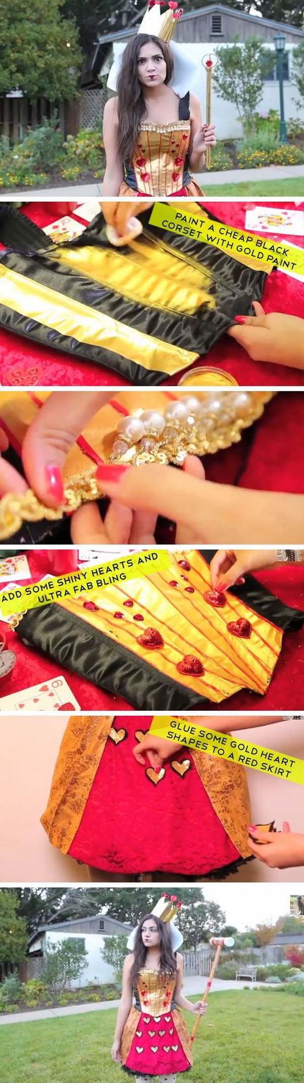 DIY Queen of Hearts Costume and Makeup 