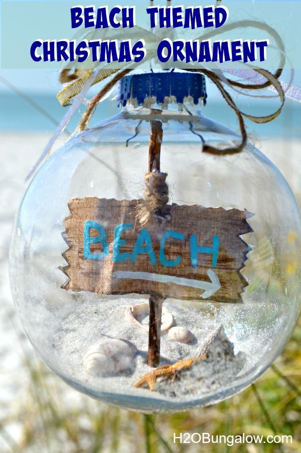 DIY Beach Themed Christmas Tree Ornament with Sea Shells, Sand and Starfish on the Inside