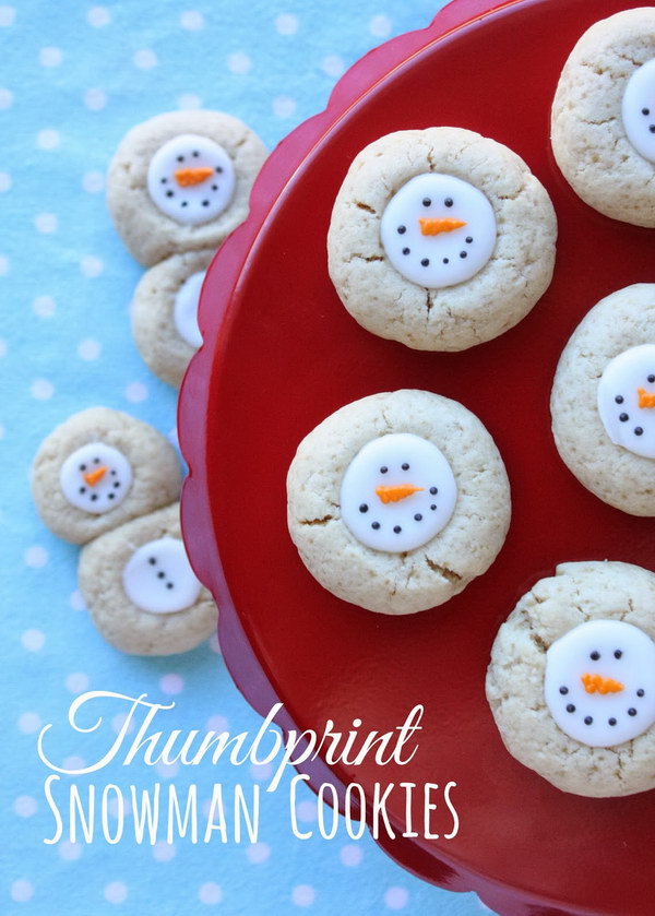 Humbprint Snowman Cookies.
