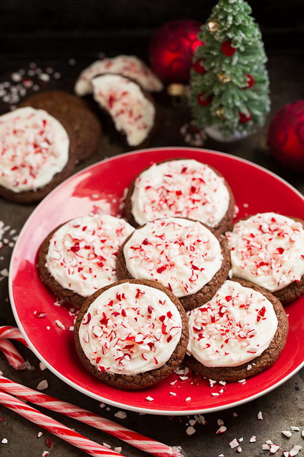 Frosted Peppermint Brownie Cookies.