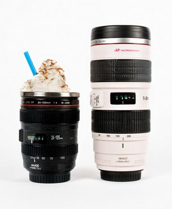 Camera Lens Mug. If he loves photography, then this creative camera shaped mug will be a perfect gift for him.