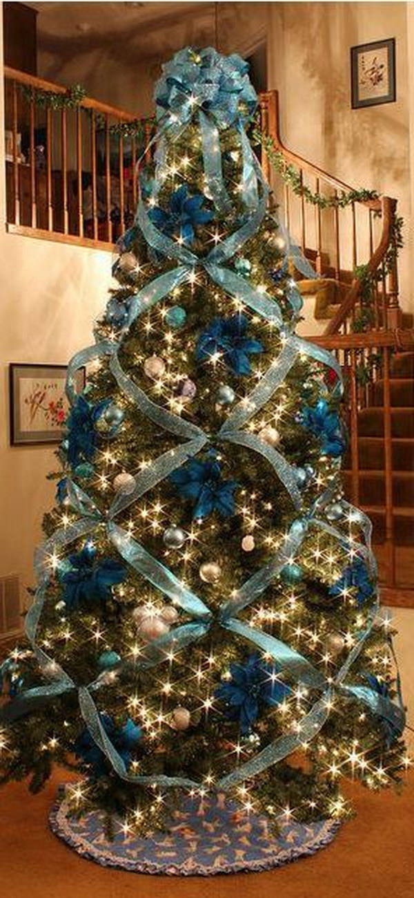 Beautiful Christmas Tree Decorating  with  Cross Ribbon