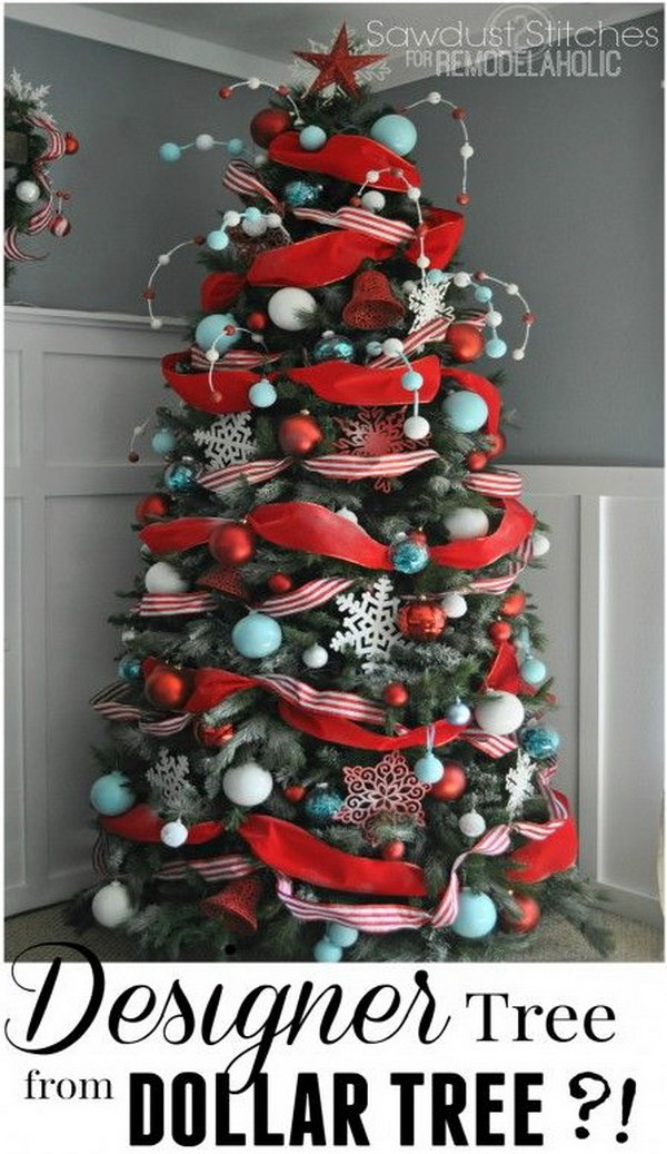 Designer Look Christmas Tree Using Dollar Store Supplies