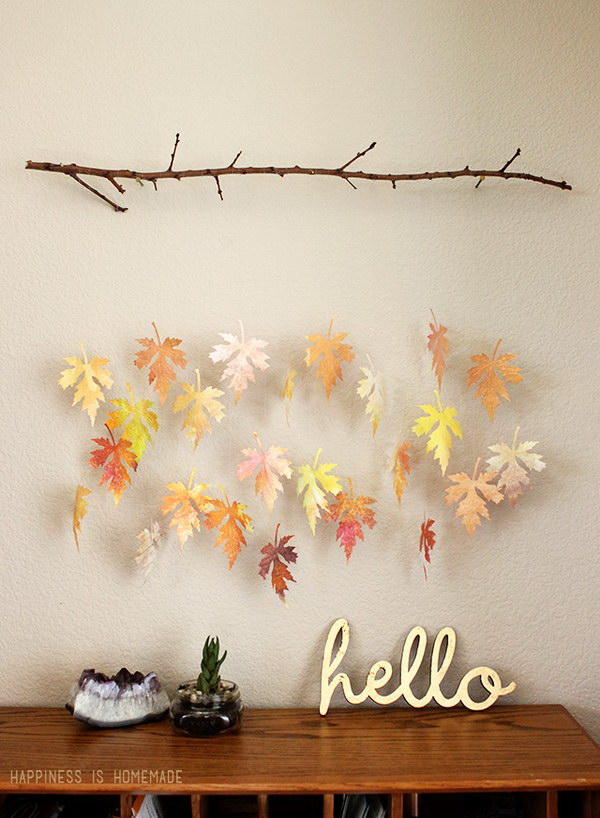 Watercolor Paper Leaf & Branch Mobile.