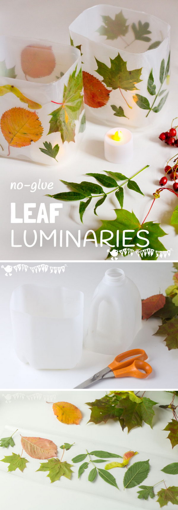 DIY Leaf Luminaries.