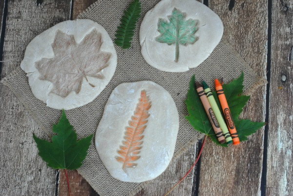 Colored Salt Dough Leaf Impressions.