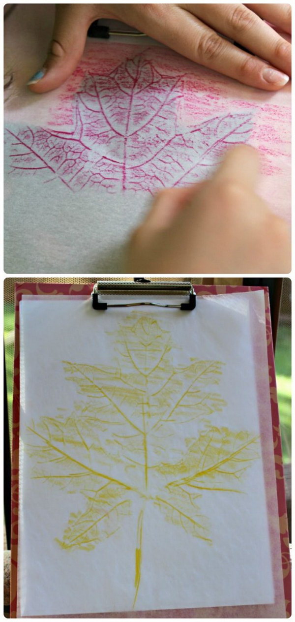 Leaf Rubbings Crafts.
