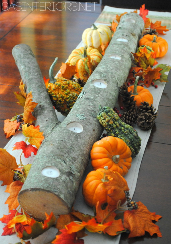 5 Minute Birch Log Candle Centerpiece.