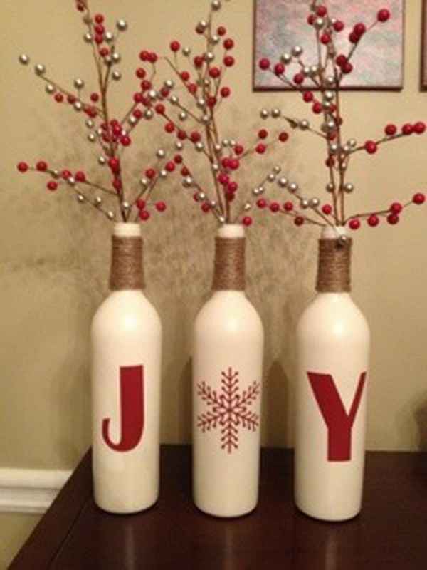 Wine Bottle Holiday Centerpiece.