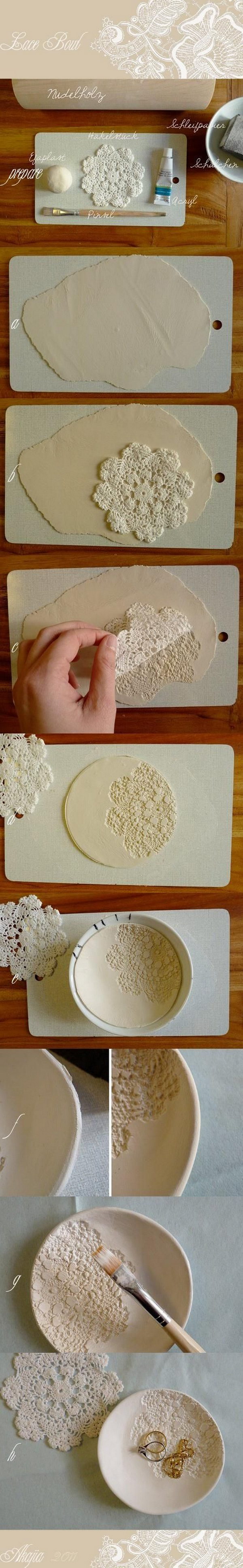 DIY Polymer Clay Lace Bowl 