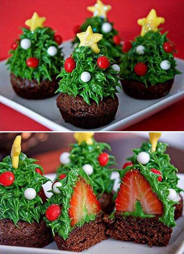Strawberry Christmas Tree Brownie Bites.