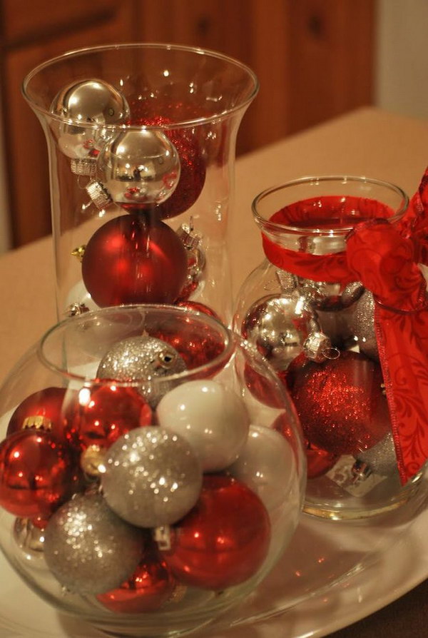 Dollar Tree Christmas Centerpiece. Perfect Christmas centerpiece you can make on a budget. Only take a few minutes to make.
