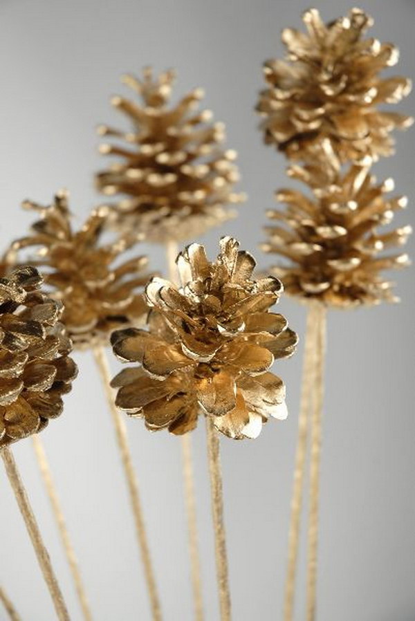DIY Golden Pinecones