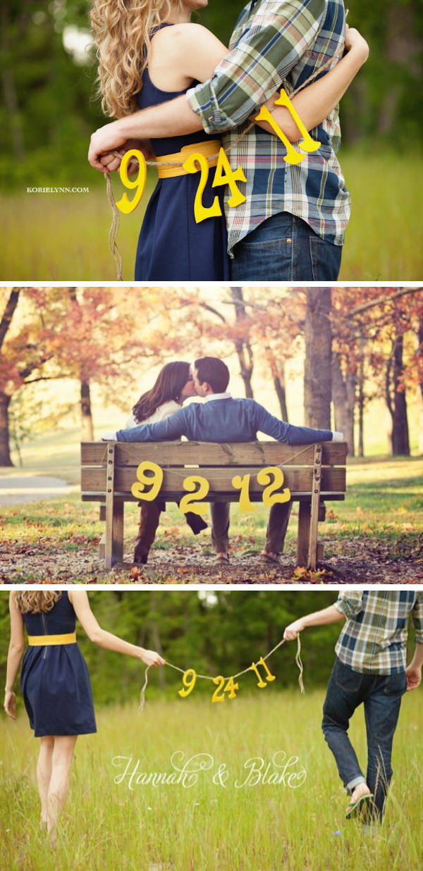 Wooden Numbers Banner Save the Date Photo