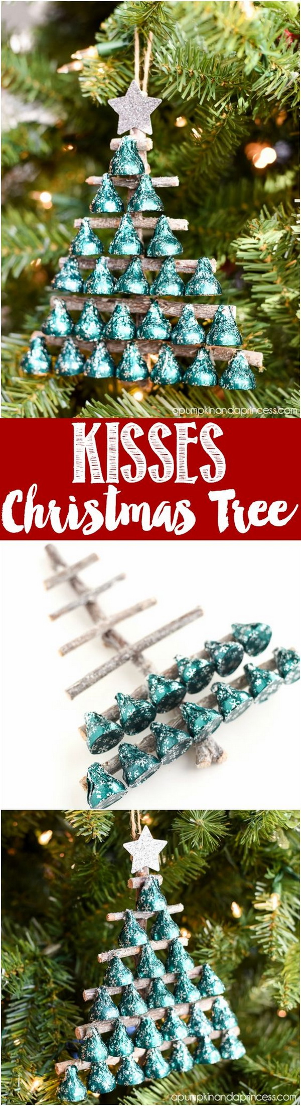 DIY Kisses Candy Christmas Tree Ornament. 