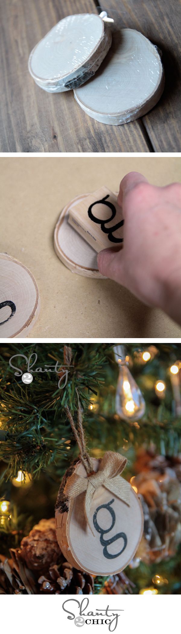 DIY Birch Initial Ornaments. 