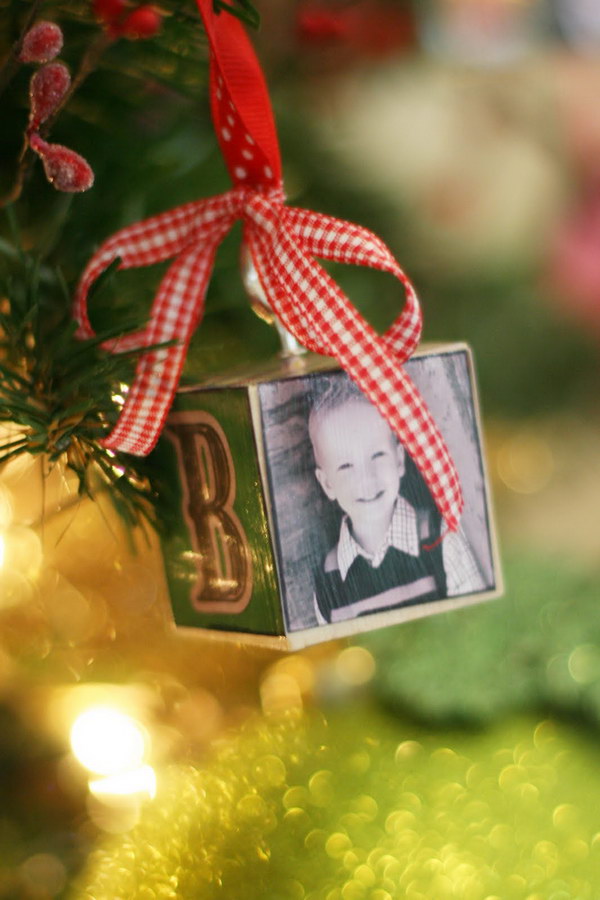 Homemade Block Ornament. 