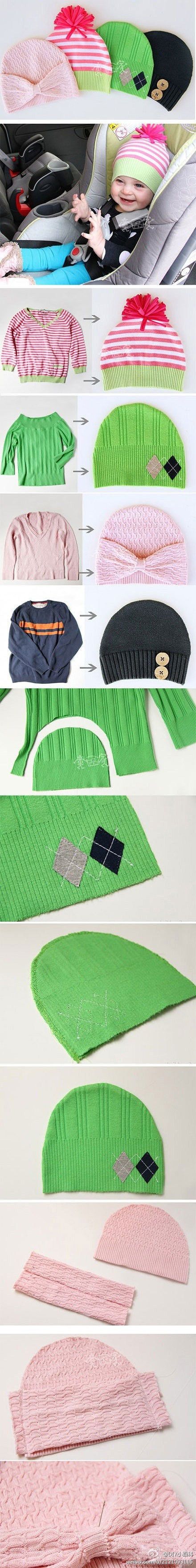 DIY Baby Hats made from Sweaters 