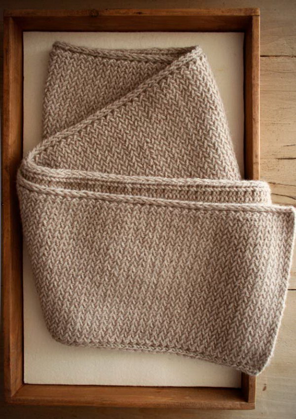 Knitted Herringbone Scarf 