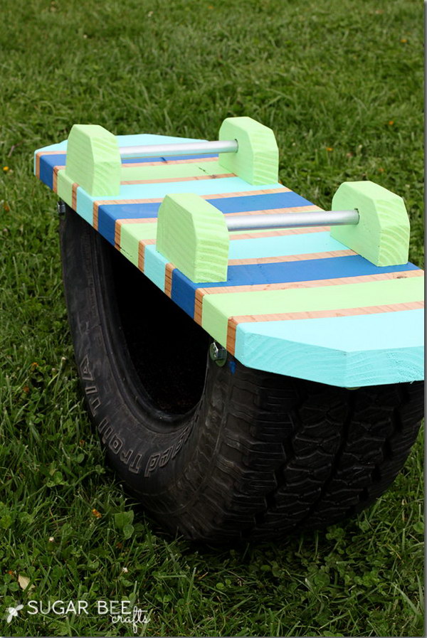 Teeter Totter Made out of an Old Tire