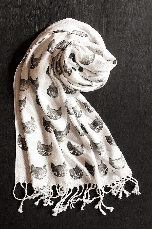 Cat Stamped Scarf.
