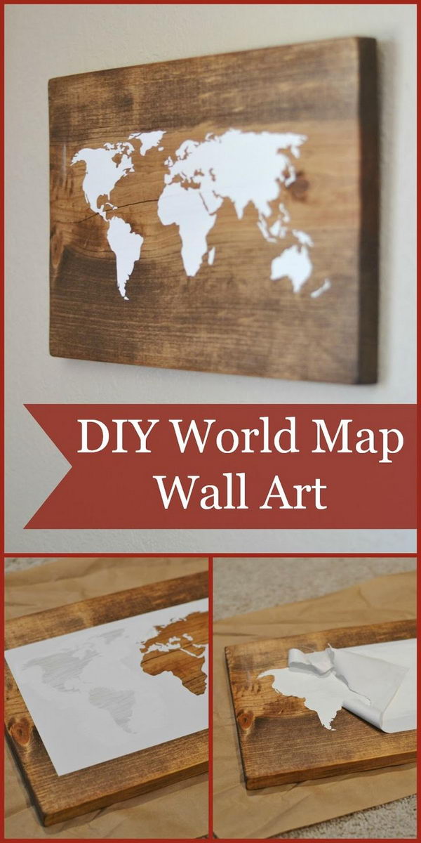 DIY Rustic Wooden World Map Wall Art